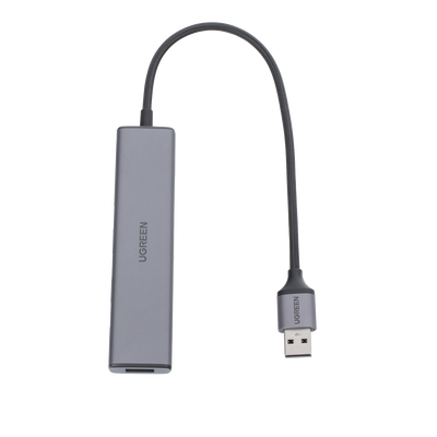 UGREEN - Convertidor USB-A 3.0 a 4 Puertos USB-A 3.0 / 5 Gbps Transferencia / Alimentación por USB-C / Compatibilidad Multiplataforma / Protección Cortocircuito y Sobrecorriente