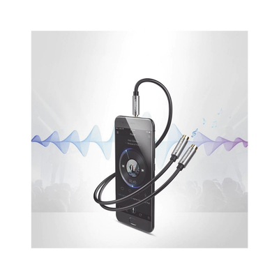 UGREEN - Cable Adaptador/Divisor de Audio de 3.5mm Macho a 2 Terminales de 3.5mm Hembra / 25 cm de Longitud / Cable TPE / Color Negro