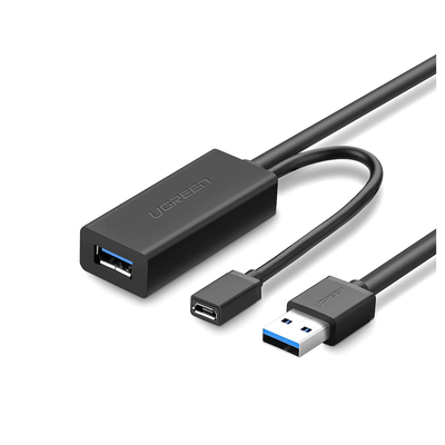 UGREEN - Cable de Extensión Activo USB 3.0 con puerto de alimentación Micro USB / 10 Metros / USB 3.0 a 5Gbps / No requiere controlador / Ideal para impresoras, consolas , Webcam, etc.