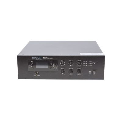 EPCOM PROAUDIO - Amplificador de Potencia Digital Mini | 120W | Entrada XLR con Phantom 48V | 2 Entradas AUX | Bluetooth | Sintonizador FM | Reproducción MP3 | Protección contra Cortocircuito y Sobrecarga | 4~16Ω o 100V