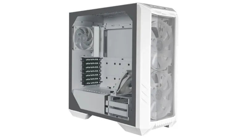 COOLERMASTER - Gabinete Gamer Cooler Master MasterBox HAF 500 Media Torre ITX mATX ATX 4xFan RGB Cristal Templado Blanco