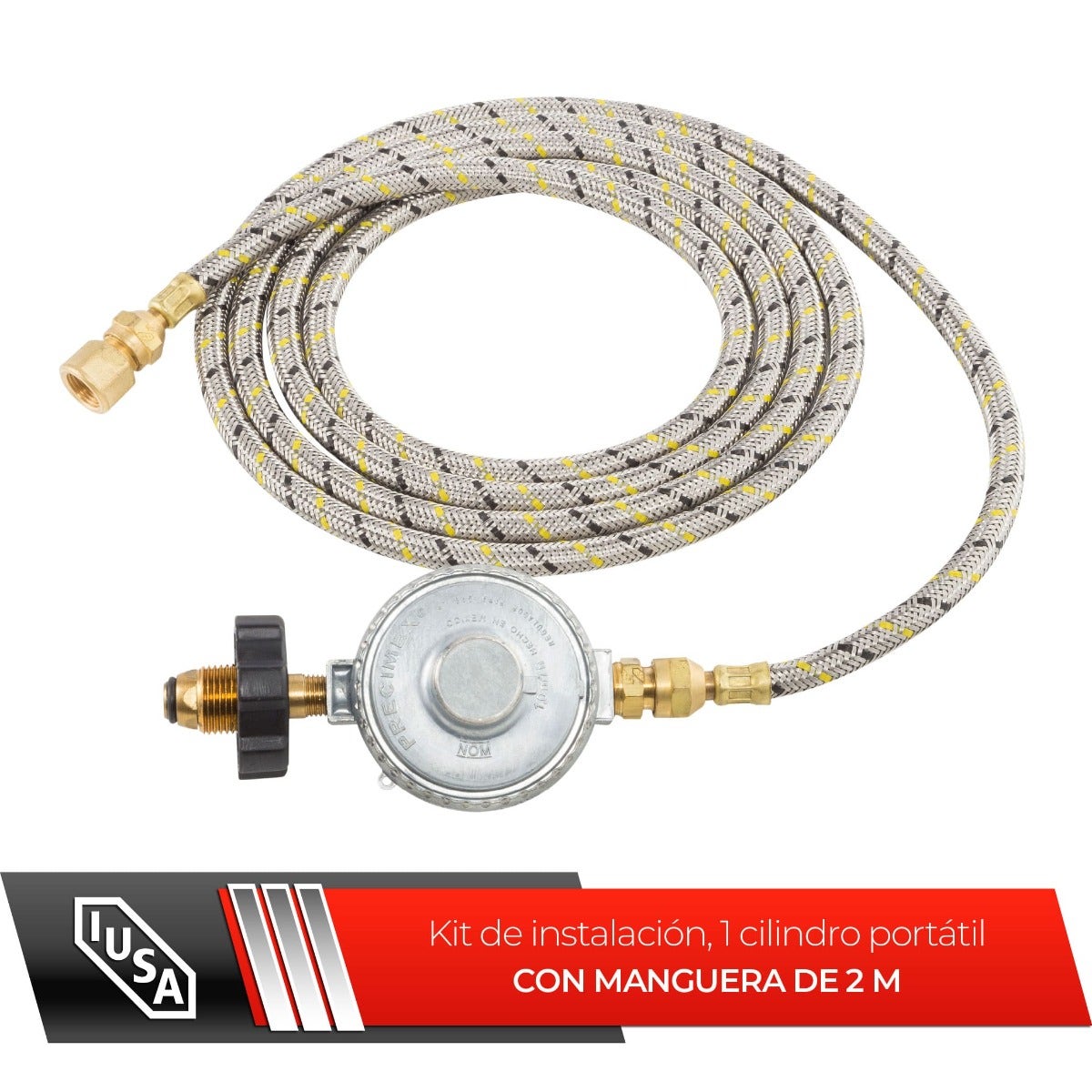 IUSA - Regulador con manguera de 2 m para cilindro de gas o tanque estacionario