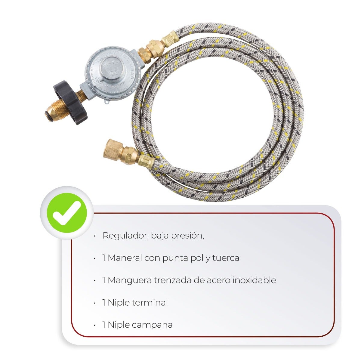 IUSA - Regulador con manguera de 1.5 m para cilindro de gas o tanque estacionario