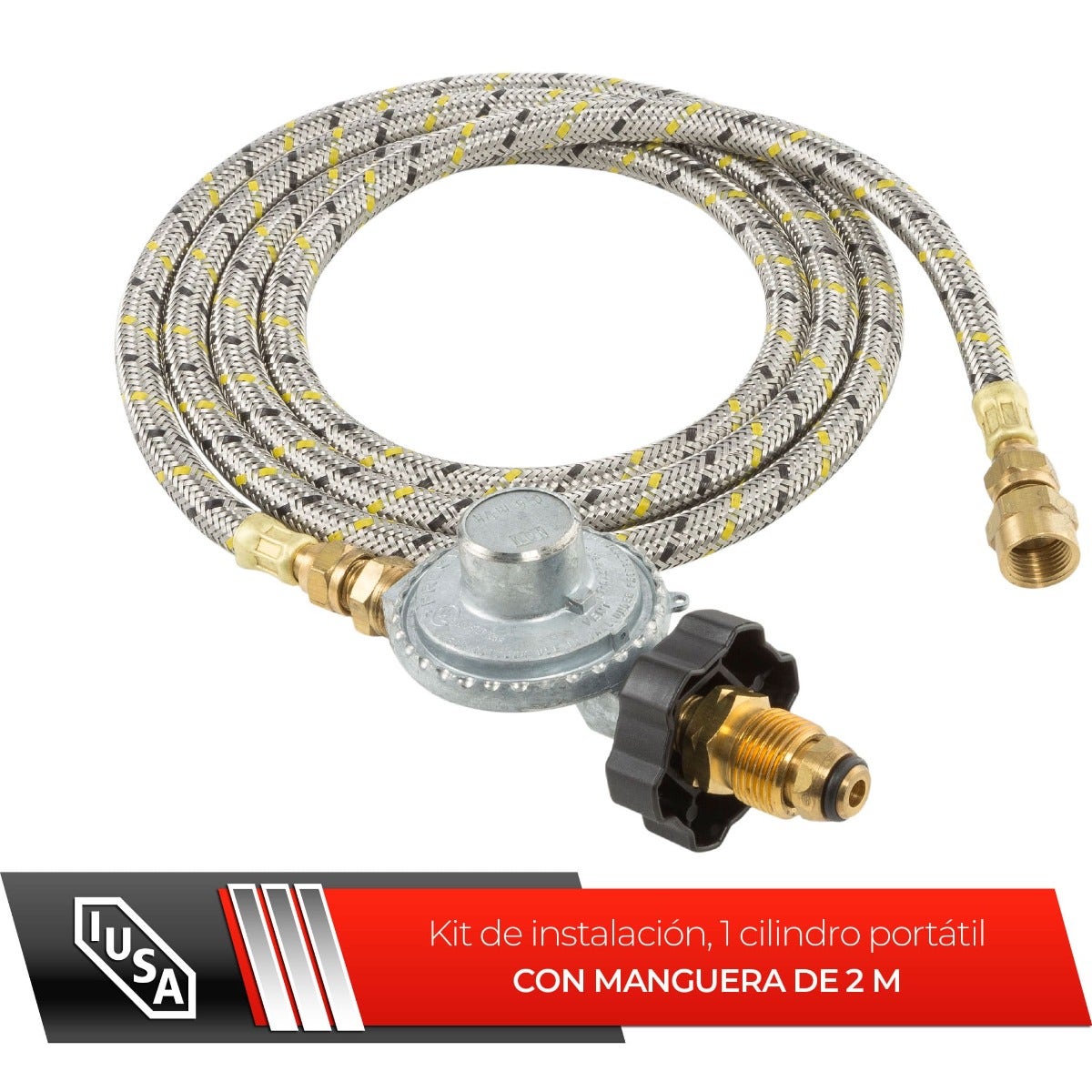 IUSA - Regulador con manguera de 2 m para cilindro de gas o tanque estacionario