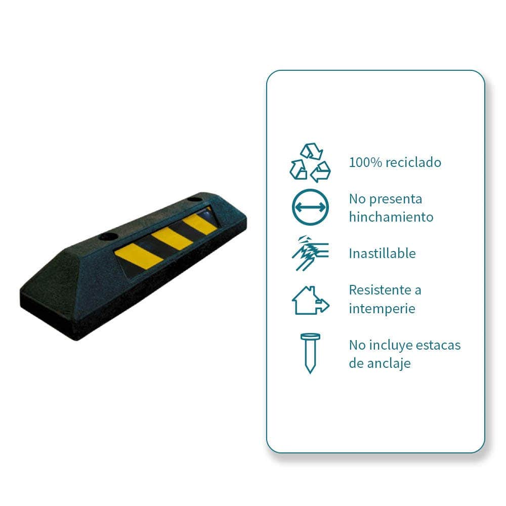 IUSA - Tope para cajón de estacionamiento para 1 llantas