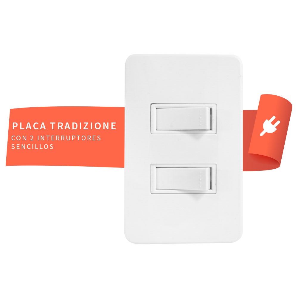 IUSA - Placa tradizione con 2 interruptores sencillos
