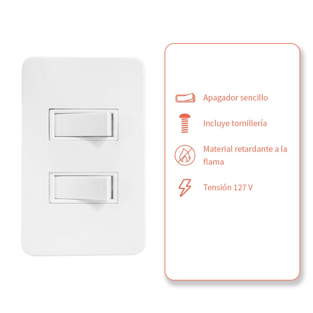 IUSA - Placa tradizione con 2 interruptores sencillos