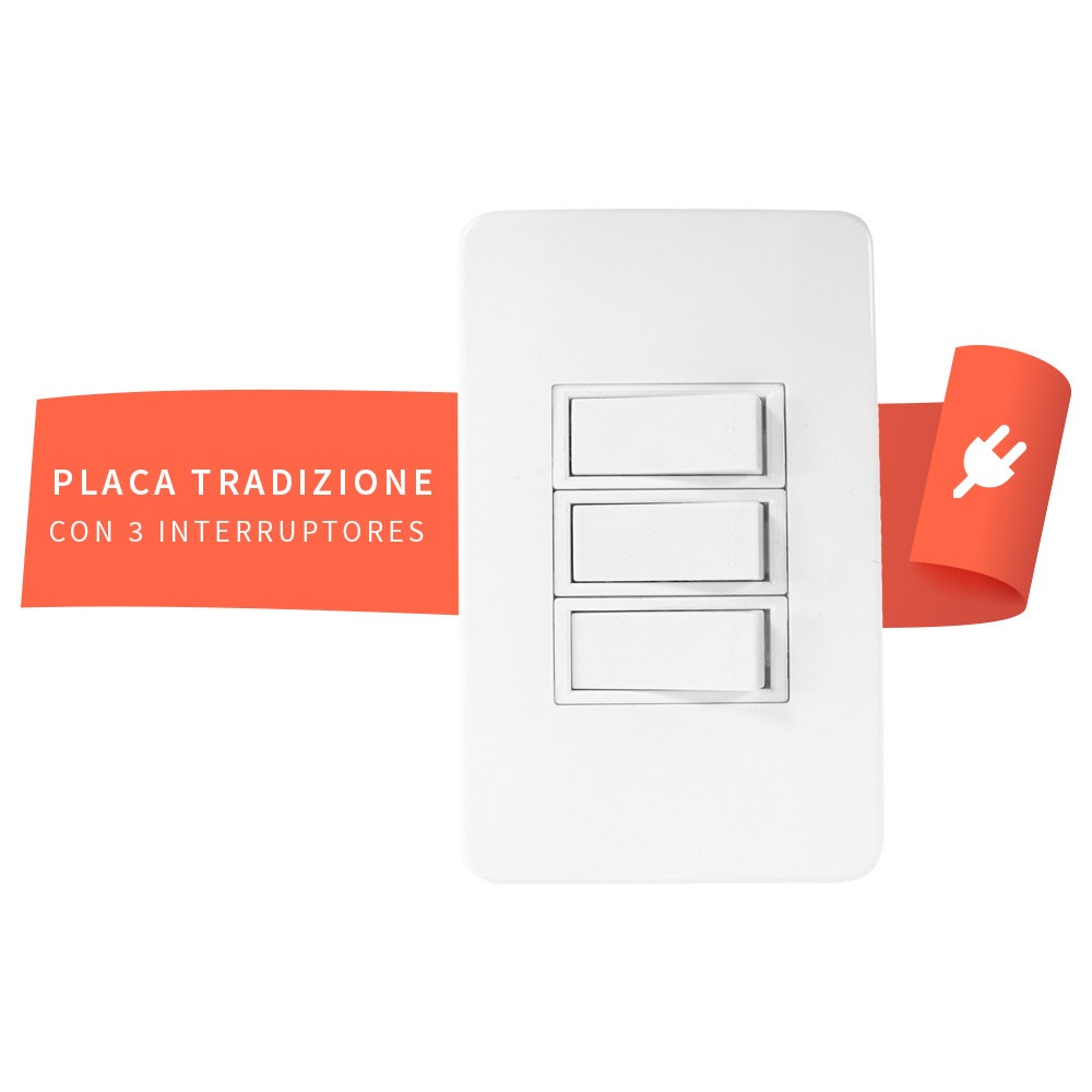 IUSA - Placa tradizione con 3 interruptores sencillos