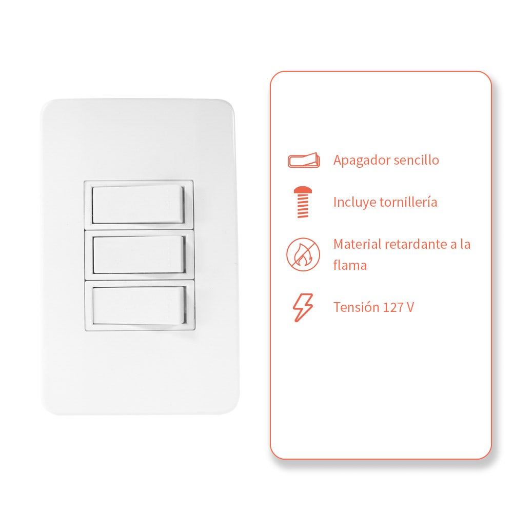 IUSA - Placa tradizione con 3 interruptores sencillos