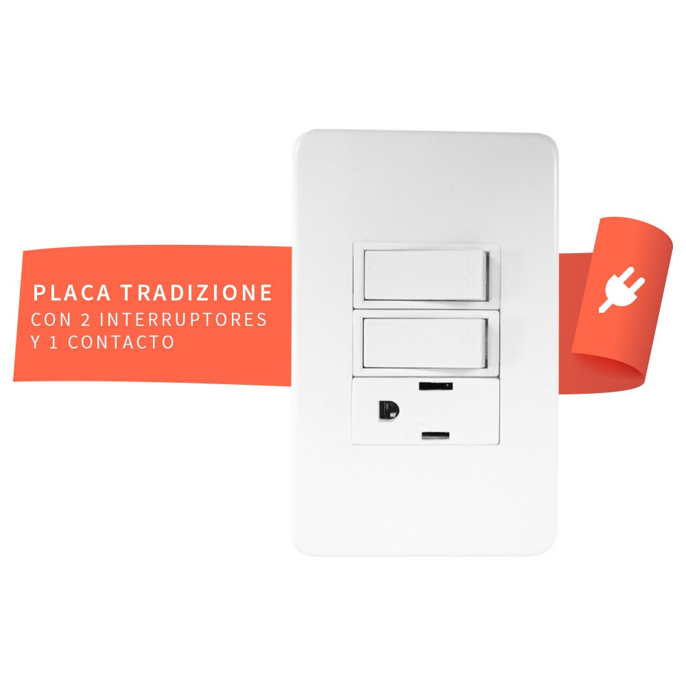 IUSA - Placa tradizione con 2 interruptores y 1 contacto