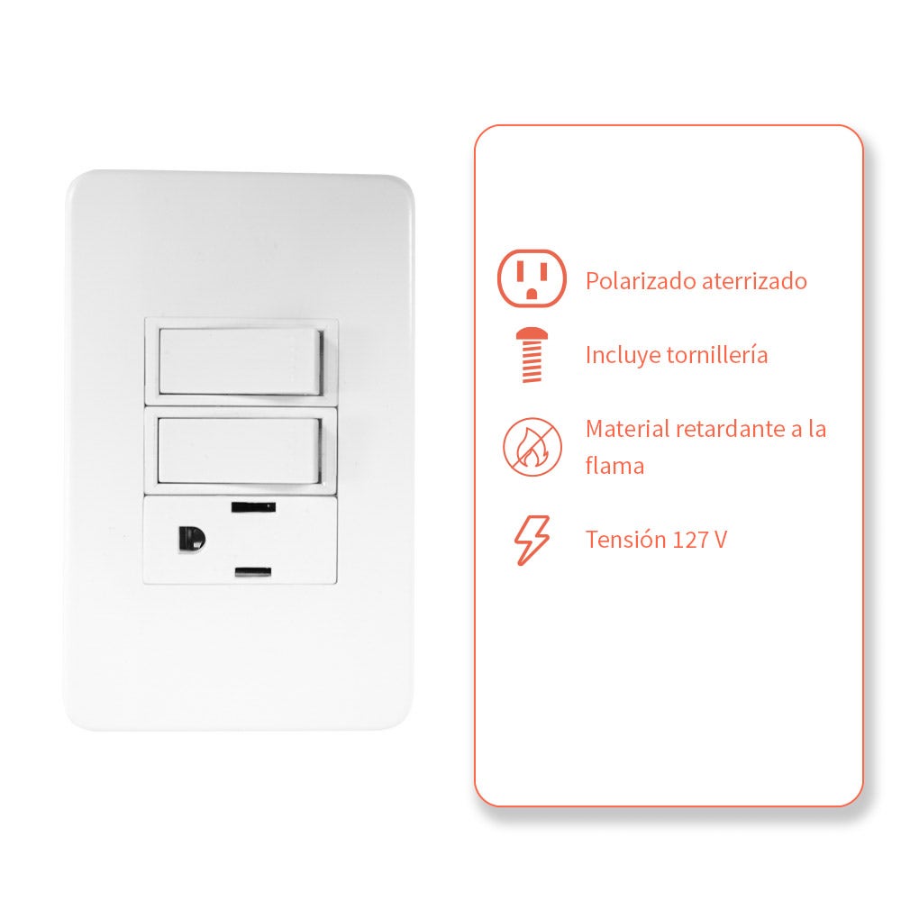IUSA - Placa tradizione con 2 interruptores y 1 contacto