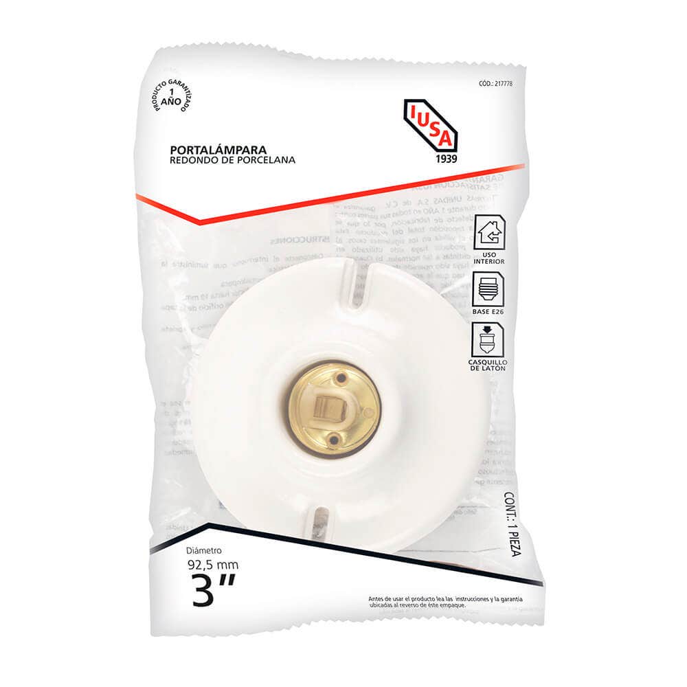 IUSA - Portalámpara redondo de 92.5 mm embolsado