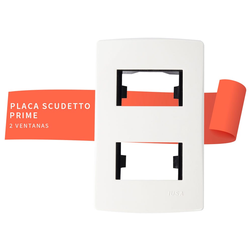 IUSA - Placa scudetto prime de 2 ventanas color blanco brillante