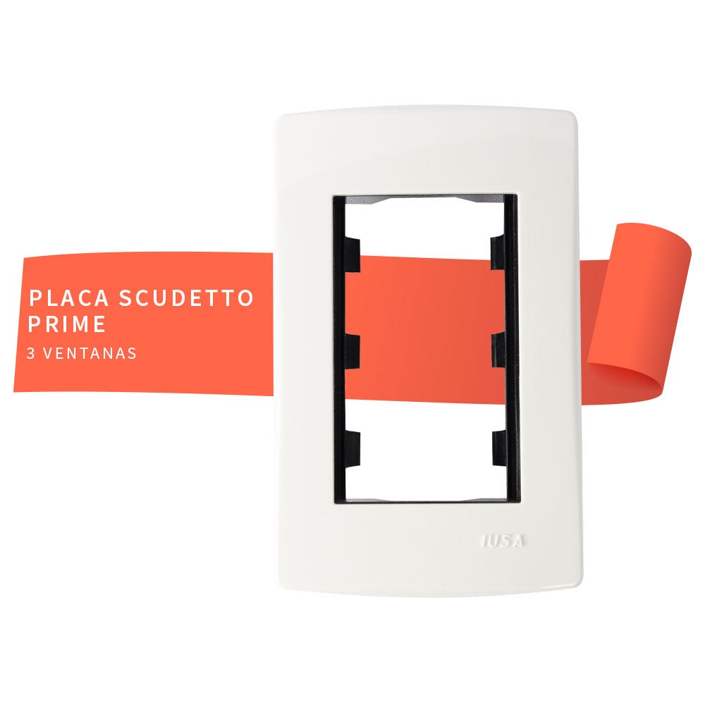 IUSA - Placa scudetto prime de 3 ventanas color blanco brillante