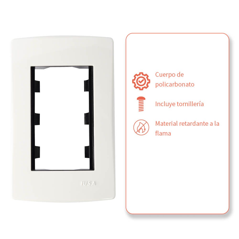 IUSA - Placa scudetto prime de 3 ventanas color blanco brillante