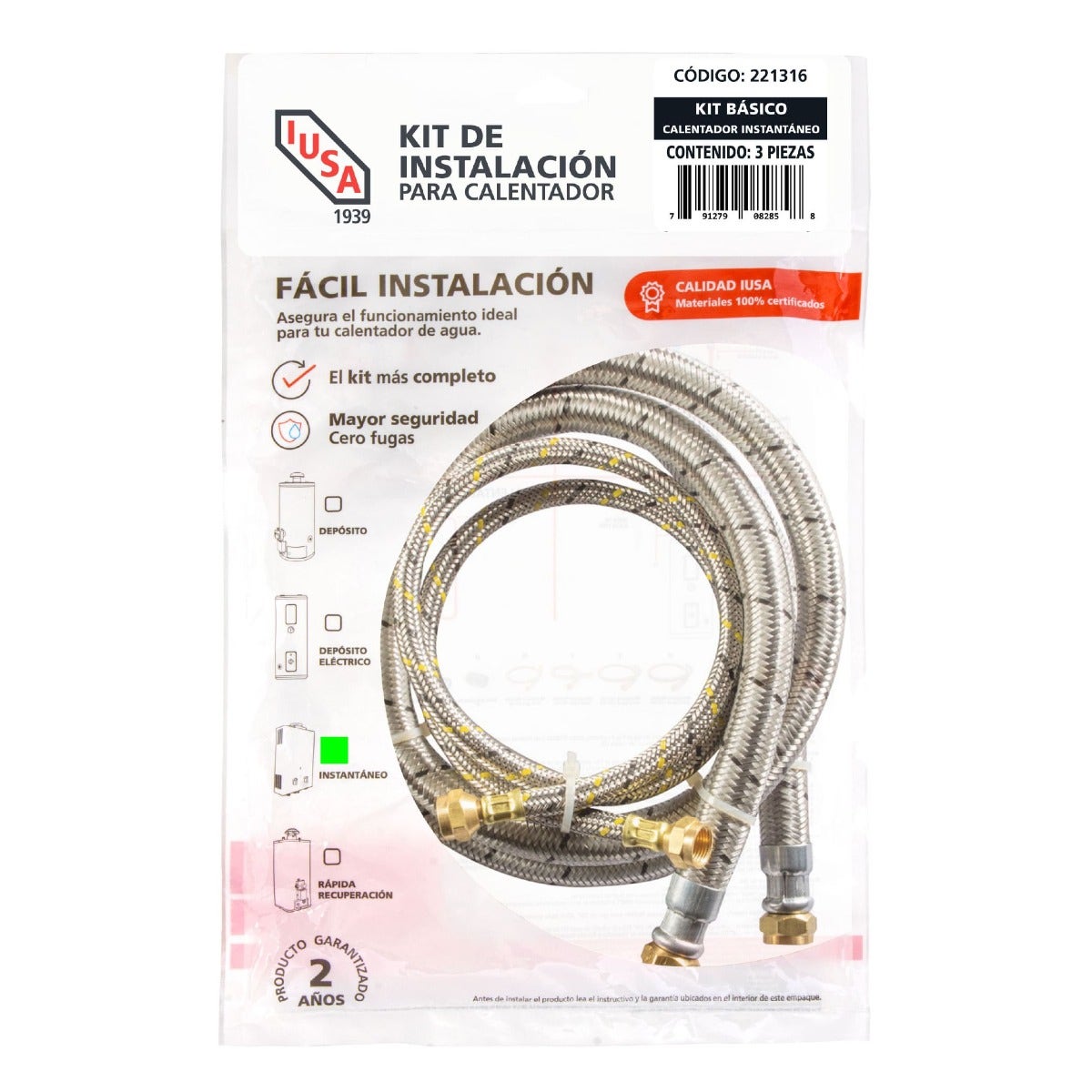IUSA - Kit básico de instalación para calentador instantáneo