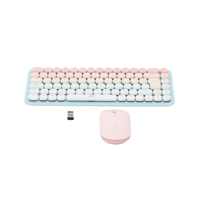 UGREEN - Paquete de Teclado y Mouse | 85 teclas en Español | Bluetooth y 2.4GHz |  Mouse Ambidiestro  | Sensor de DPI ajustable | Efectos de Iluminación del Teclado | Amplia compatibilidad | Color Rosa.