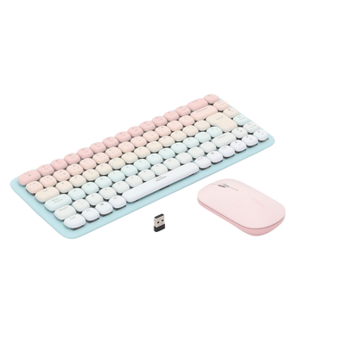 UGREEN - Paquete de Teclado y Mouse | 85 teclas en Español | Bluetooth y 2.4GHz |  Mouse Ambidiestro  | Sensor de DPI ajustable | Efectos de Iluminación del Teclado | Amplia compatibilidad | Color Rosa.