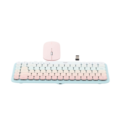 UGREEN - Paquete de Teclado y Mouse | 85 teclas en Español | Bluetooth y 2.4GHz |  Mouse Ambidiestro  | Sensor de DPI ajustable | Efectos de Iluminación del Teclado | Amplia compatibilidad | Color Rosa.