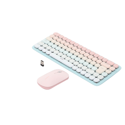 UGREEN - Paquete de Teclado y Mouse | 85 teclas en Español | Bluetooth y 2.4GHz |  Mouse Ambidiestro  | Sensor de DPI ajustable | Efectos de Iluminación del Teclado | Amplia compatibilidad | Color Rosa.