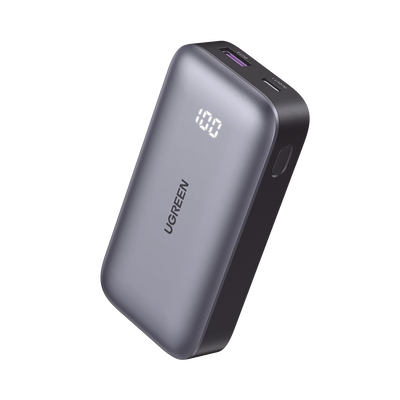 UGREEN - Mini Power Bank 30W  | 10 000 mAh |  2 Puertos PD3.0, USB C+A | Carga Rápida | Pantalla Digital | Compatible con iPhone 16 Pro Max/15/14, MacBook Air, iPad, Galaxy S24 Ultra, | Color Negro.