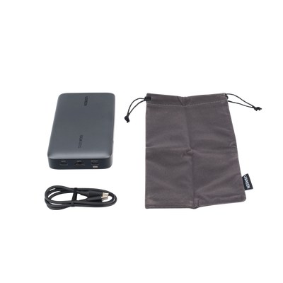 UGREEN - Power Bank de 20000mAh | 3 Salidas 100W Max. | USB-A + 2 USB-C | PD 3.0 | QC3.0 | FCP | SCP | Pantalla Inteligente | Carcasa Ignifuga | Color Gris | Incluye Cable USB de 50cm | Carga tu Laptop de Manera Segura.