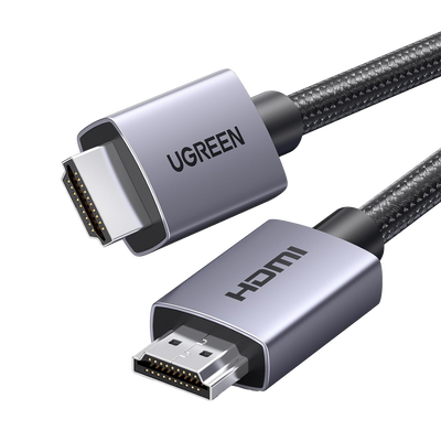 UGREEN - Cable HDMI 2.0 de Nylon Trenzado | 1 m | 4K@60Hz | ARC | Dolby ATMOS | True HD | DTS HD | HDR | 3D Inversivo  | 3 modos de Visualización | 3 Capas de Protección + 4 de Blindaje | Niquelado | Carcasa de Aluminio.