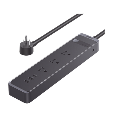 UGREEN - Regleta con Protector Contra Sobretensiones | 3 Salidas de CA NEMA 5-15R | 1 Salida USB-C PD de 30 W | 2 Puertos USB-A | Protección Contra Sobretensiones de 1600 julios | Cable 1.8m | Color Negro.
