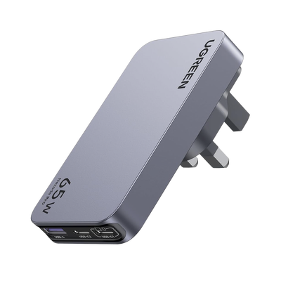 UGREEN - Cargador Rápido GaN 65W UGREEN / 2 Puertos USB-C + 1 Puerto USB-A / Tecnología GaN / Carga Rápida PPS PD 3.0 QC 4.0 / Compatibilidad Universal 100-240V / Diseño Compacto