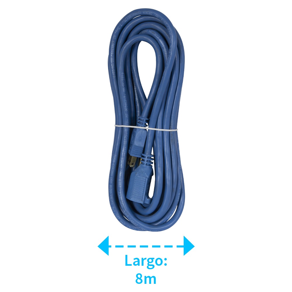 IUSA - Extensión de uso rudo aterrizada, azul, clavija recta, 8m, IUSA