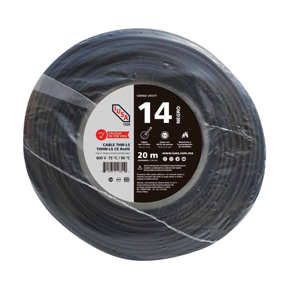 IUSA - Cable THHW-LS ROHS IUSA Calibre 14 AWG negro 20M