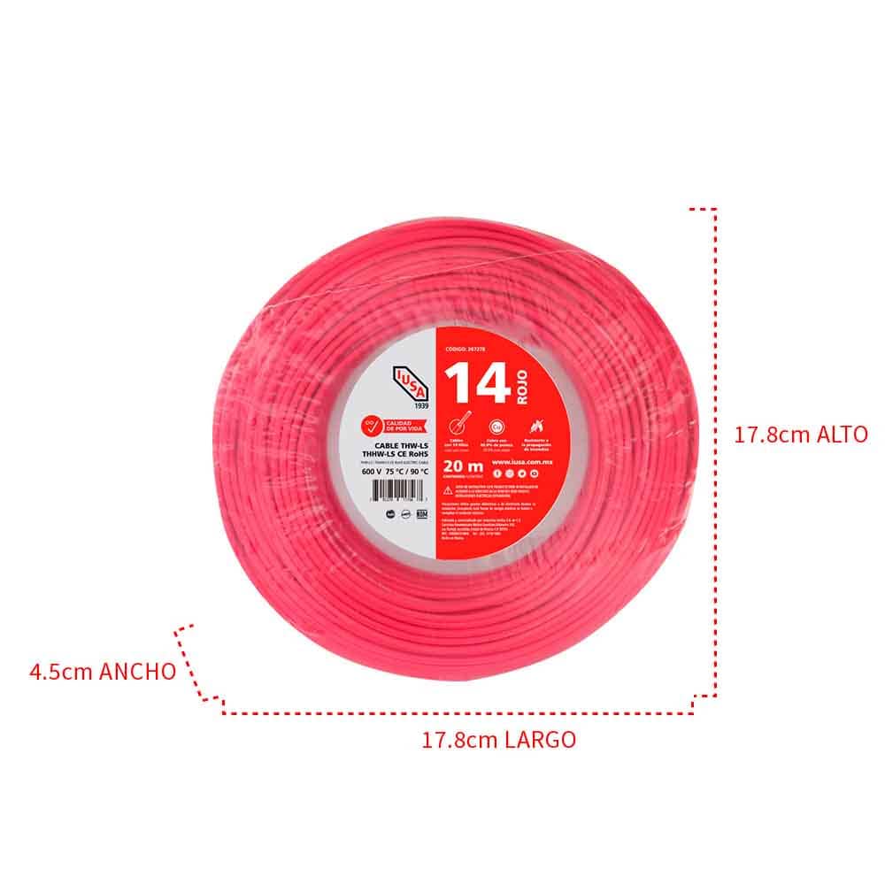 IUSA - Cable THHW-LS ROHS IUSA Calibre 14 AWG rojo 20M