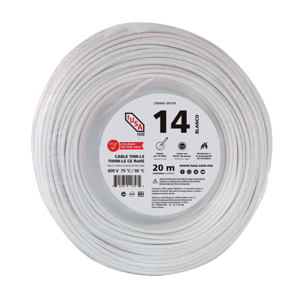 IUSA - Cable THHW-LS ROHS IUSA Calibre 14 AWG blanco 20M