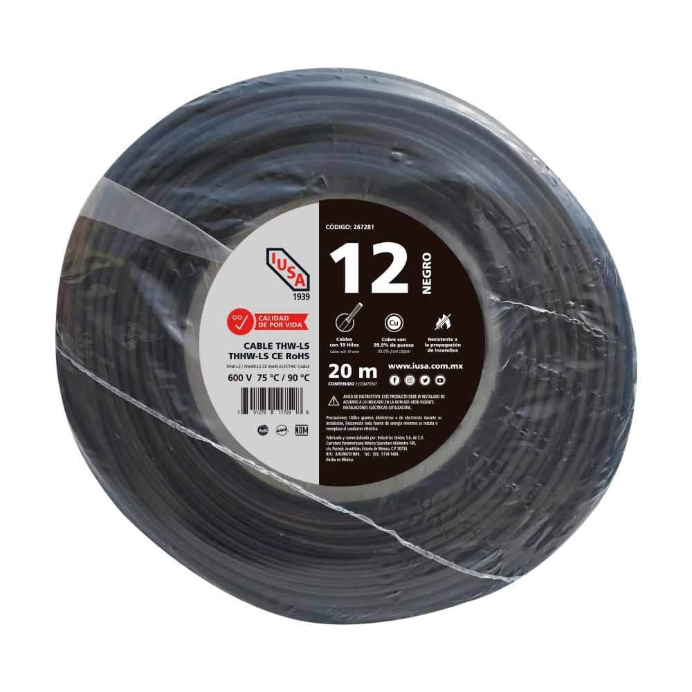 IUSA - Cable THHW-LS ROHS IUSA Calibre 12 AWG negro 20M