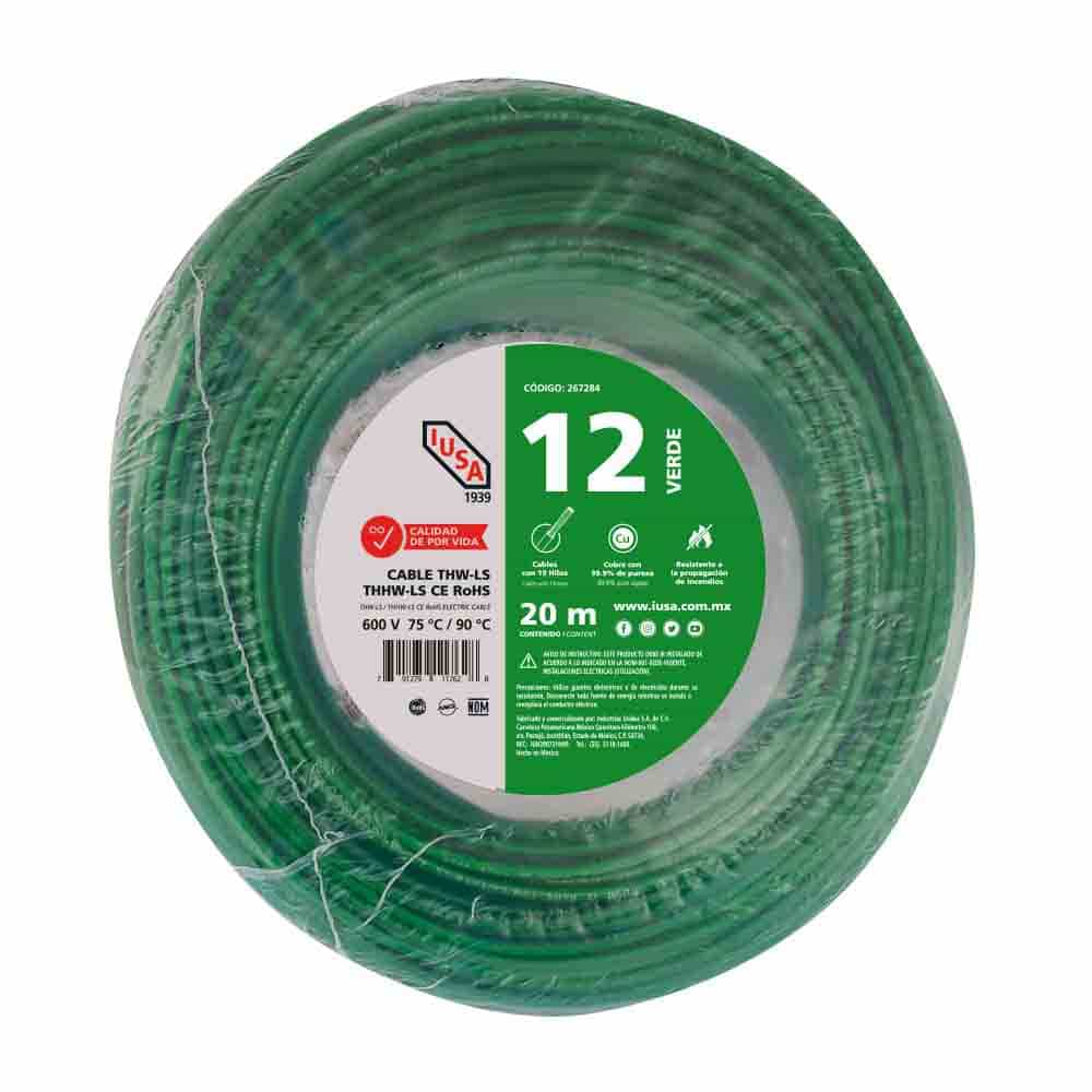 IUSA - Cable THHW-LS ROHS IUSA Calibre 12 AWG verde 20M