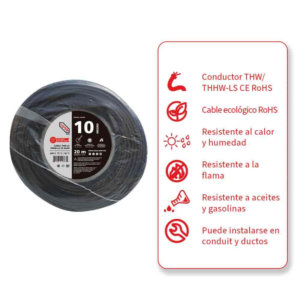 IUSA - Cable THHW-LS ROHS IUSA Calibre 10 AWG negro 20M