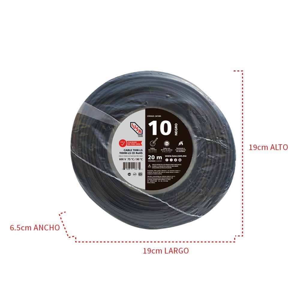 IUSA - Cable THHW-LS ROHS IUSA Calibre 10 AWG negro 20M