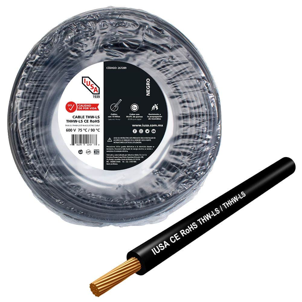 IUSA - Cable THHW-LS ROHS IUSA Calibre 10 AWG negro 20M