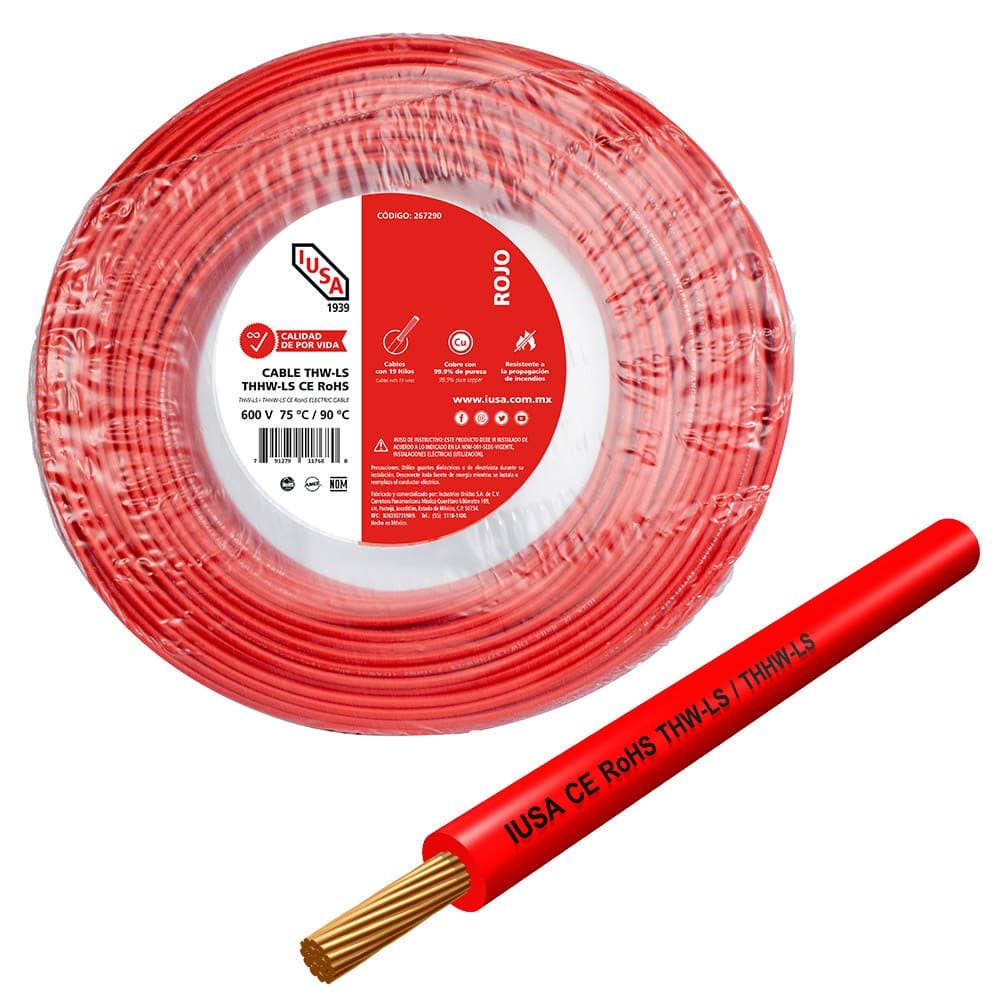 IUSA - Cable THHW-LS ROHS IUSA Calibre 10 AWG rojo 20M