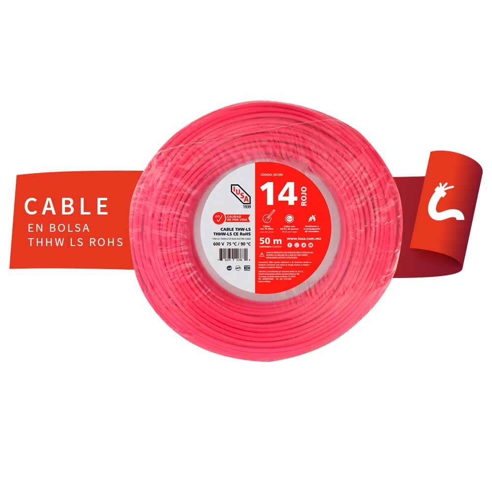 IUSA - Cable THHW-LS ROHS IUSA Calibre 14 AWG rojo 50M