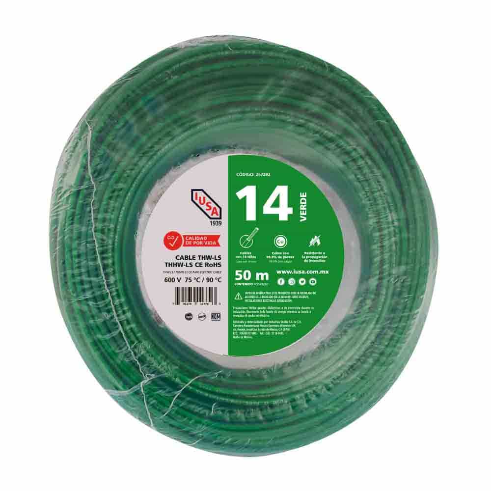 IUSA - Cable THHW-LS ROHS IUSA Calibre 14 AWG verde 50M