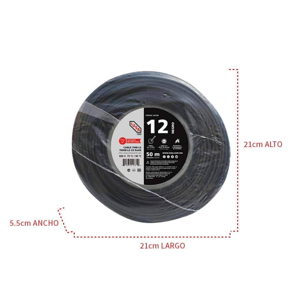 IUSA - Cable THHW-LS ROHS IUSA Calibre 12 AWG negro 50M