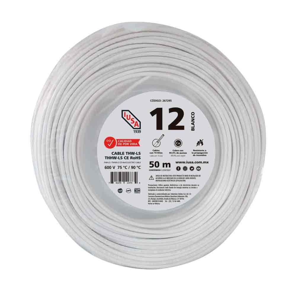 IUSA - Cable THHW-LS ROHS IUSA Calibre 12 AWG blanco 50M