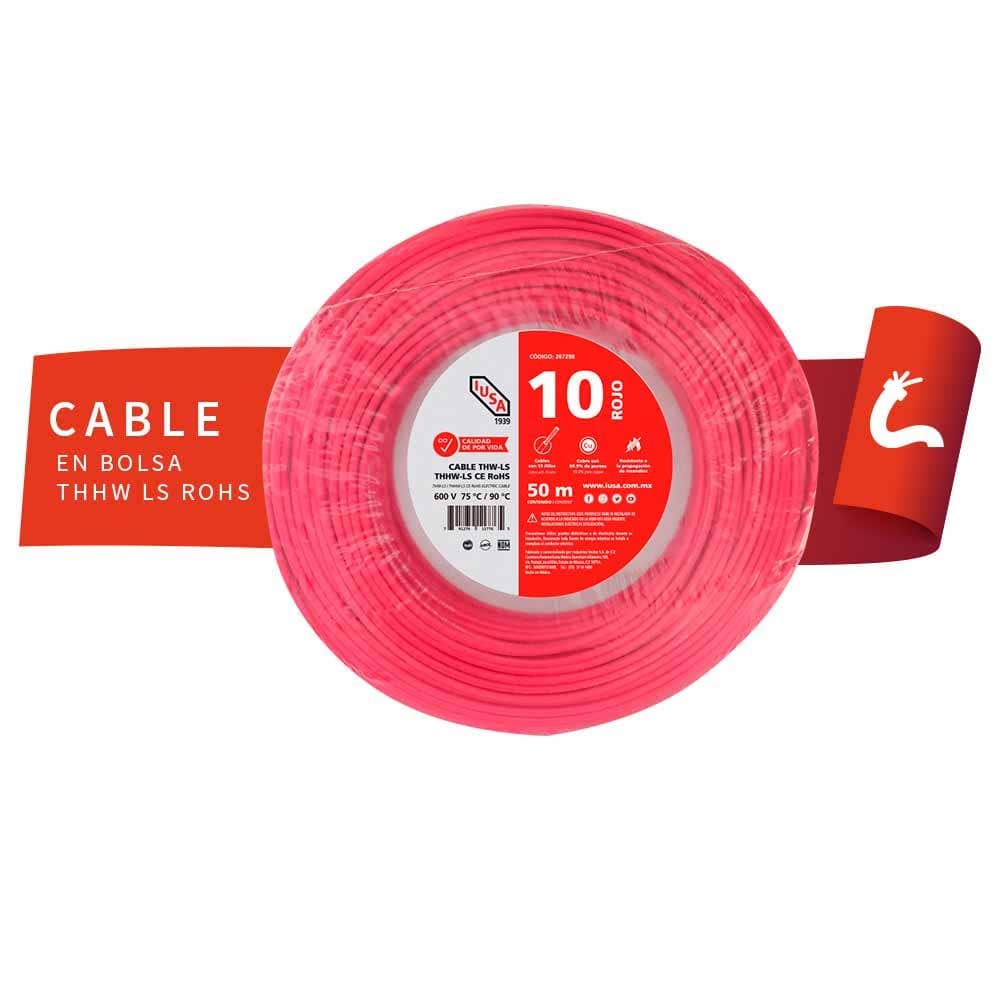 IUSA - Cable THHW-LS ROHS IUSA Calibre 10 AWG rojo 50M