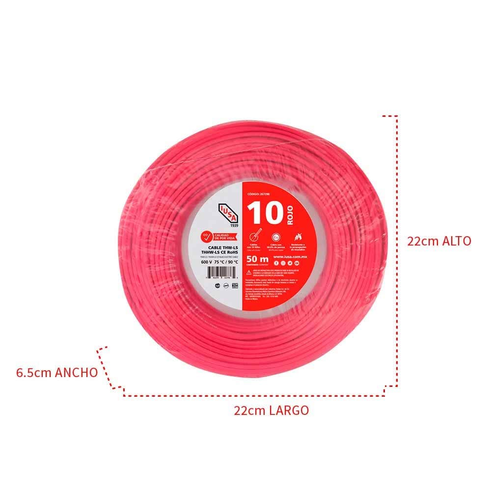 IUSA - Cable THHW-LS ROHS IUSA Calibre 10 AWG rojo 50M
