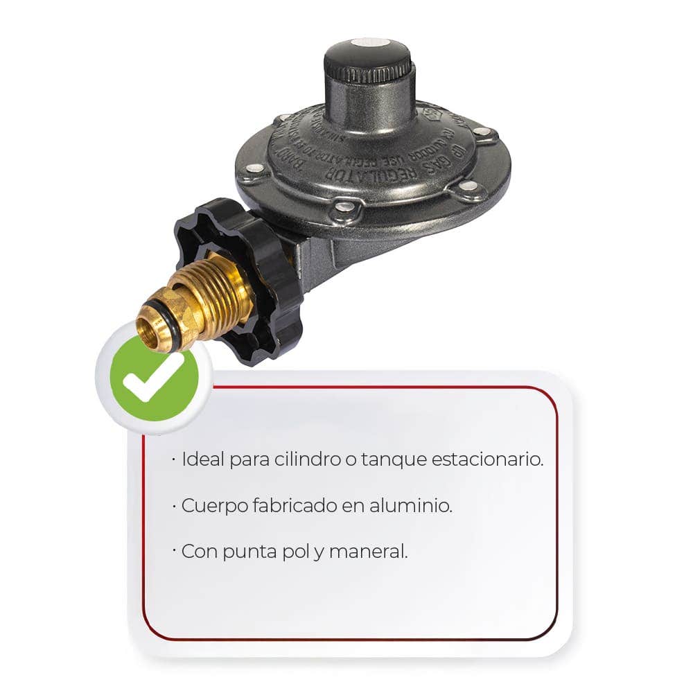 IUSA - Regulador gas L.P. baja presión para 1 cilindro modelo REG102 PSM1