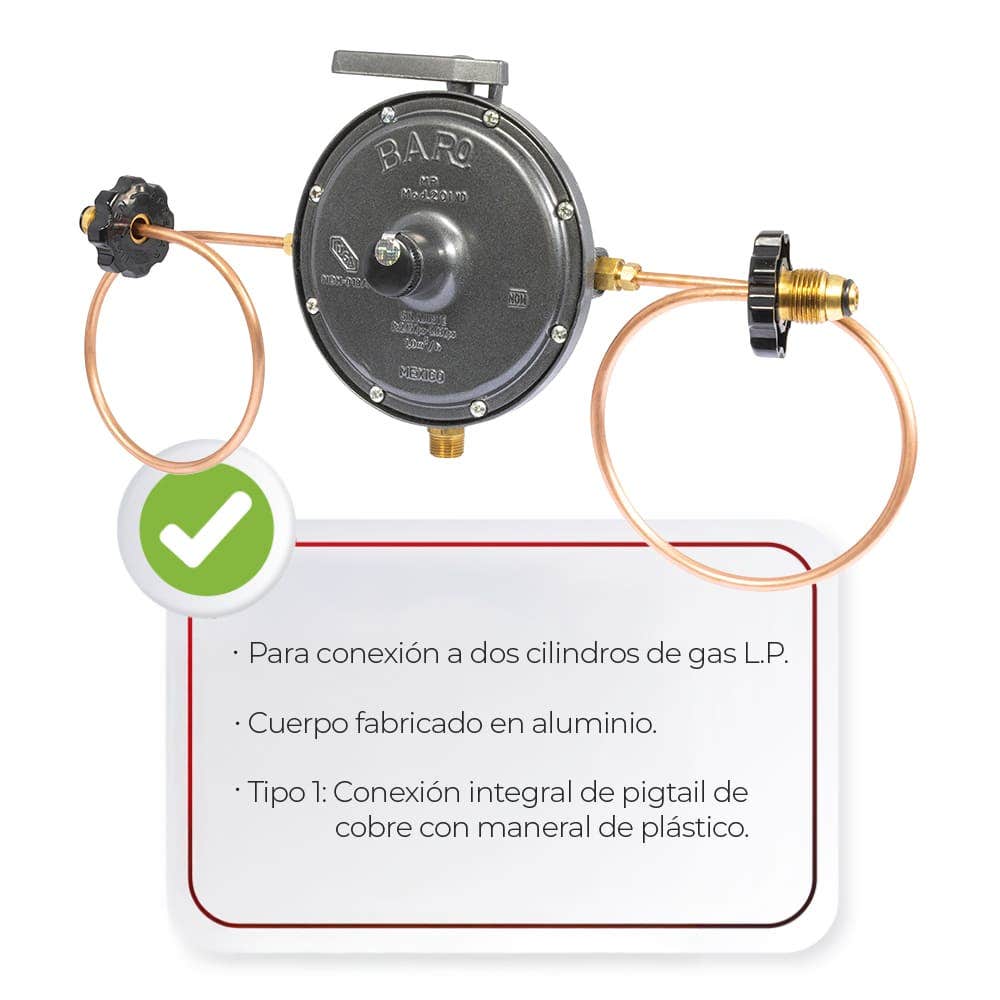 IUSA - Regulador gas l.p. baja presión para 2 cilindros mod. reg201 psmc