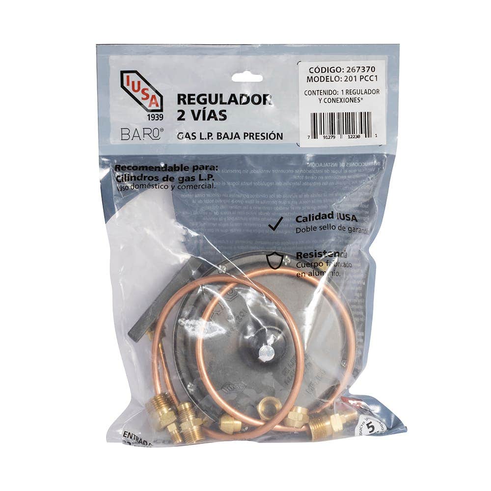 IUSA - Regulador gas L.P. baja presión para 2 cilindros mod. REG201 PCC1