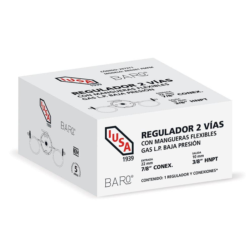 IUSA - Regulador gas l.p. baja presión para 2 cilindros mod. reg201 pmfm