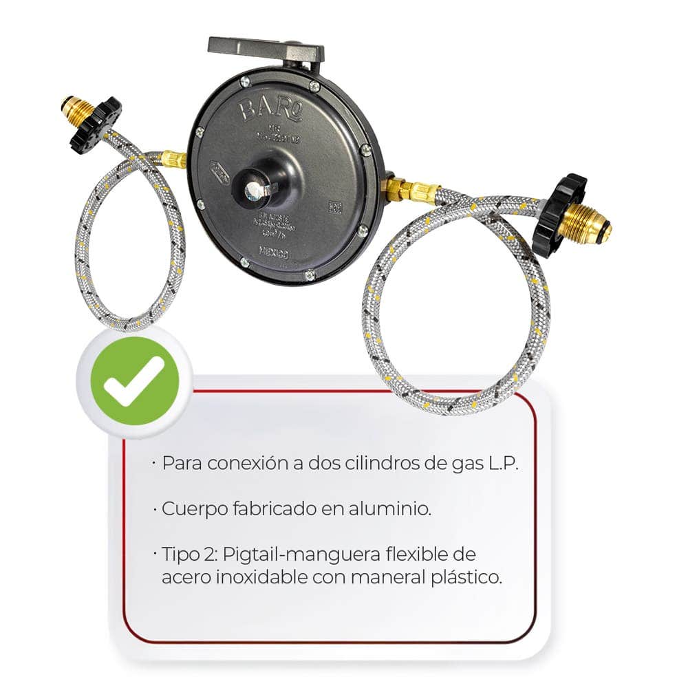 IUSA - Regulador gas l.p. baja presión para 2 cilindros mod. reg201 pmfm